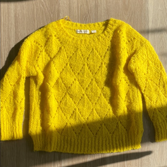 Anthropologie Sleeping On Snow Yellow Crew Neck Alpaca Sweater - Picture 4 of 7
